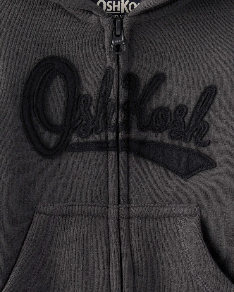 Baby Boy OshKosh Fleece Logo Zip Hoodie - Black, image 3 of 4 slides
