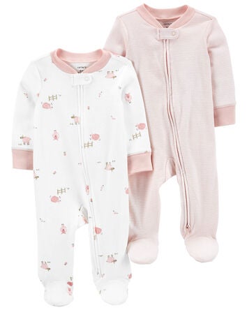Baby 2-Pack 2-Way Zip Cotton Sleeper Pyjamas, 
