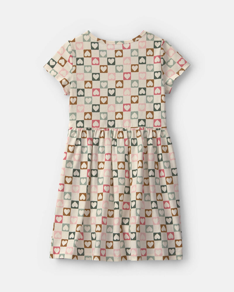 Girls Heart Short-Sleeve Dress - Cream, image 2 of 4 slides