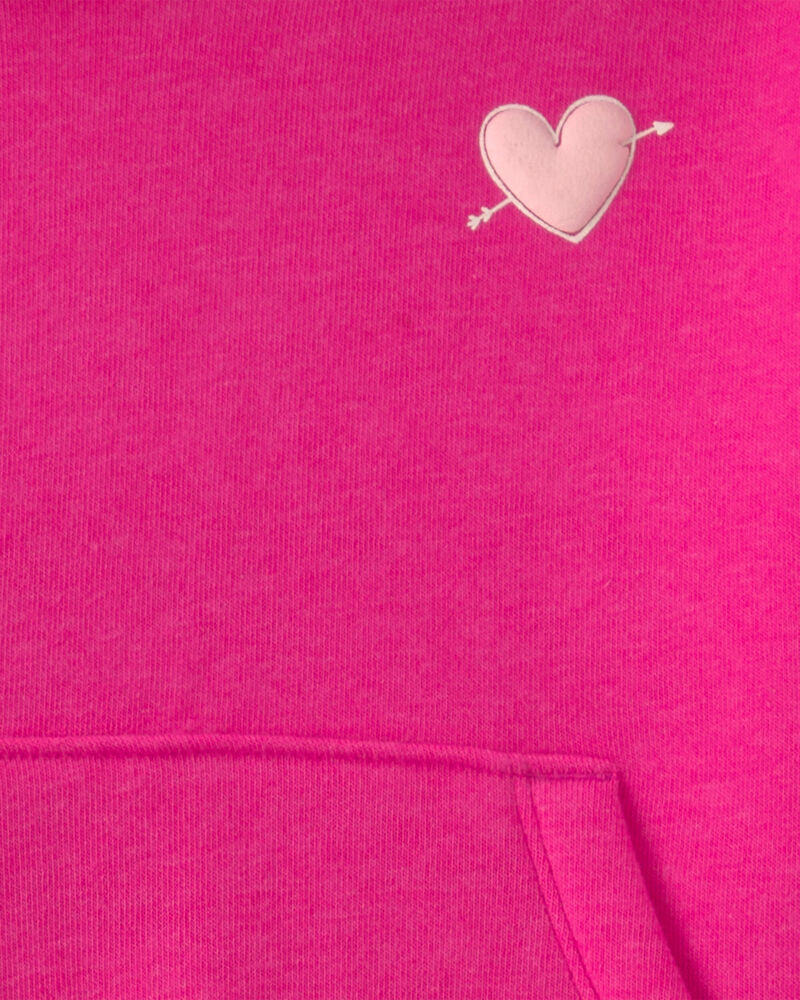Toute-petit fille - Ensemble en molleton haut &agrave; manches longues &agrave; motif c&oelig;ur et pantalon - Rose, image 5 sur 6 diapositives