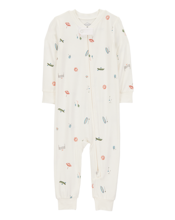 Baby 1-Piece Camp Print Zip-Up PurelySoft Footie Pajamas, 