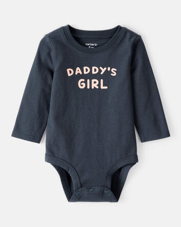 Bébé fille - Cache-couche en coton à manches longues avec imprimé – Bleu marine, 
