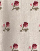 Toddler Girl Organic Cotton Sweater Knit Pullover in Floral Jacquard, image 4 of 4 slides