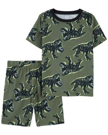 Pyjama 2 pièces de coupe ample à imprimé de dinosaure, 