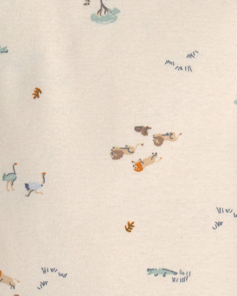 B&eacute;b&eacute; gar&ccedil;on - Ensemble 2 pi&egrave;ces salopette &agrave; motif safari &ndash; Bleu/Cr&egrave;me, image 5 sur 5 diapositives