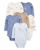 Baby 6-Pack Dog Long-Sleeve Bodysuits, image 1 of 9 slides
