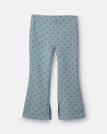 Girls 2-Piece Bow Fleece Pullover & Pant Set &ndash; Blue/Grey, 