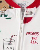 Toddler Beige Santa Milk & Cookies 100% Cotton Long-Sleeve Snug Fit 1-Piece Pyjamas - White, image 2 of 4 slides