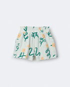Tout-petit fille - Short ample &agrave; poches &agrave; imprim&eacute; floral - Vert clair, image 6 sur 7 diapositives