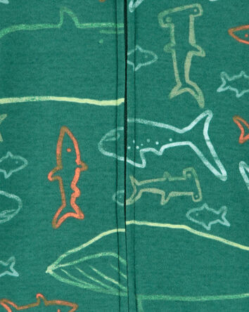 Pyjama barboteuse 1 pièce en coton ajusté à imprimé de requin, 