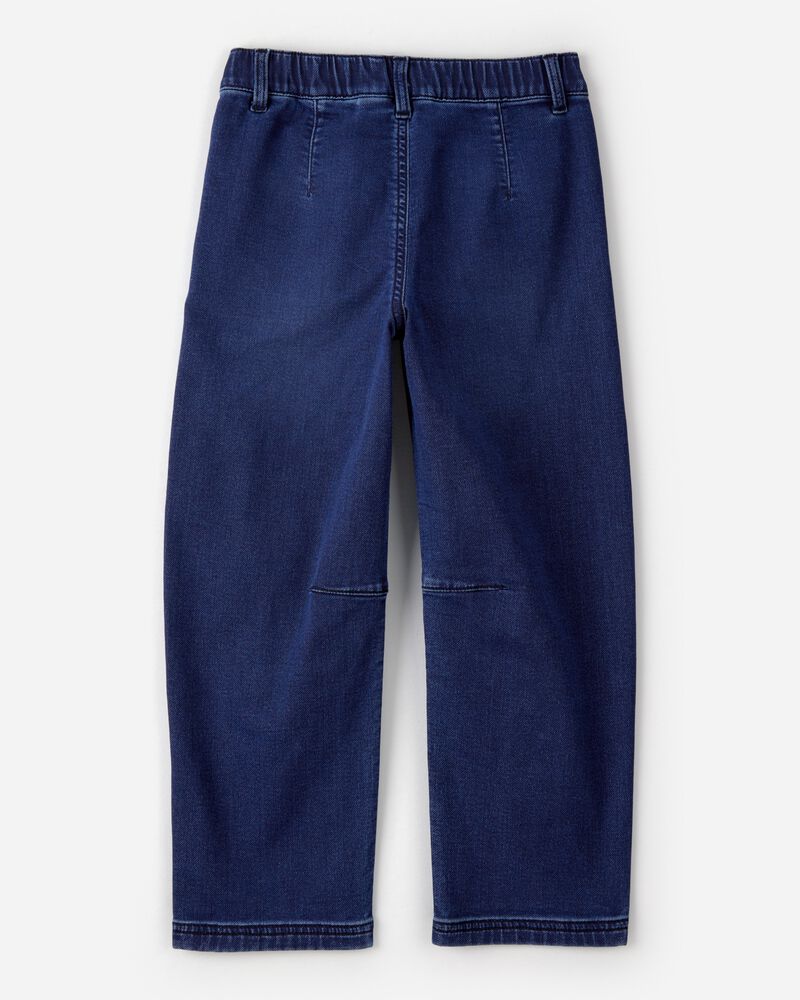 Girls Dark Wash Denim Barrel Jeans - Blue, image 2 of 4 slides