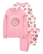 Girls 4-Piece Donut Wake Me Up 100% Snug Fit Cotton Pyjamas, image 1 of 5 slides