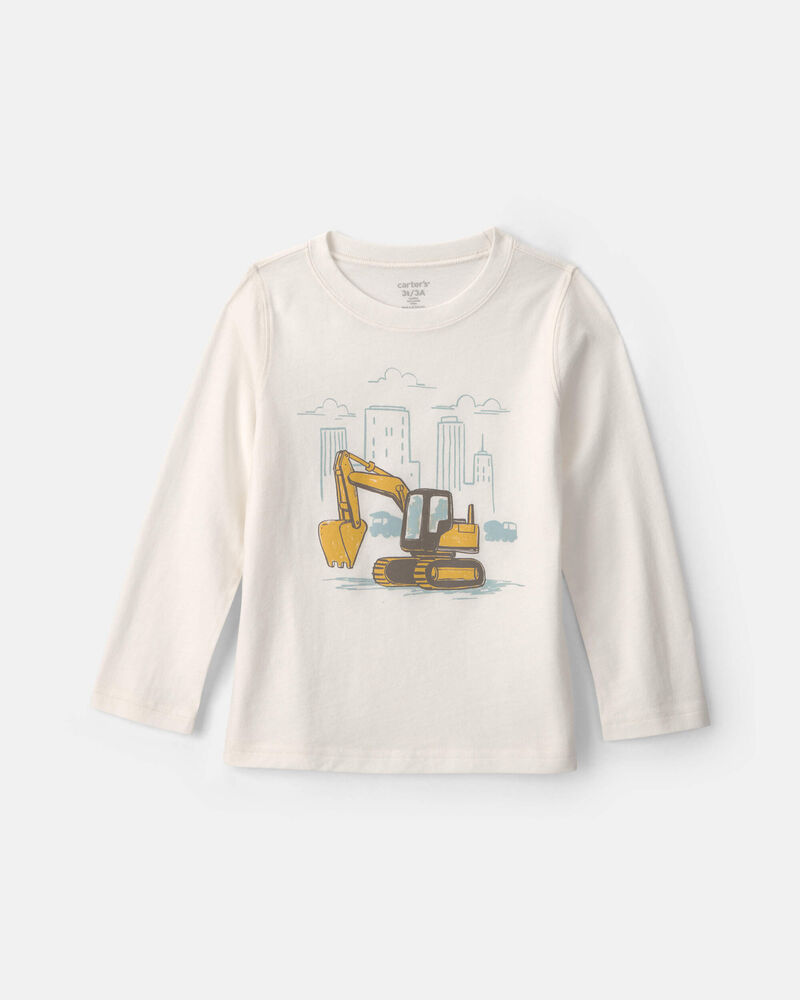 Toddler Boy Construction Long-Sleeve Graphic Tee - Cream, image 1 of 3 slides