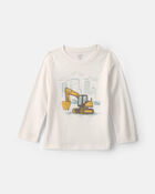 Toddler Boy Construction Long-Sleeve Graphic Tee - Cream, image 1 of 3 slides
