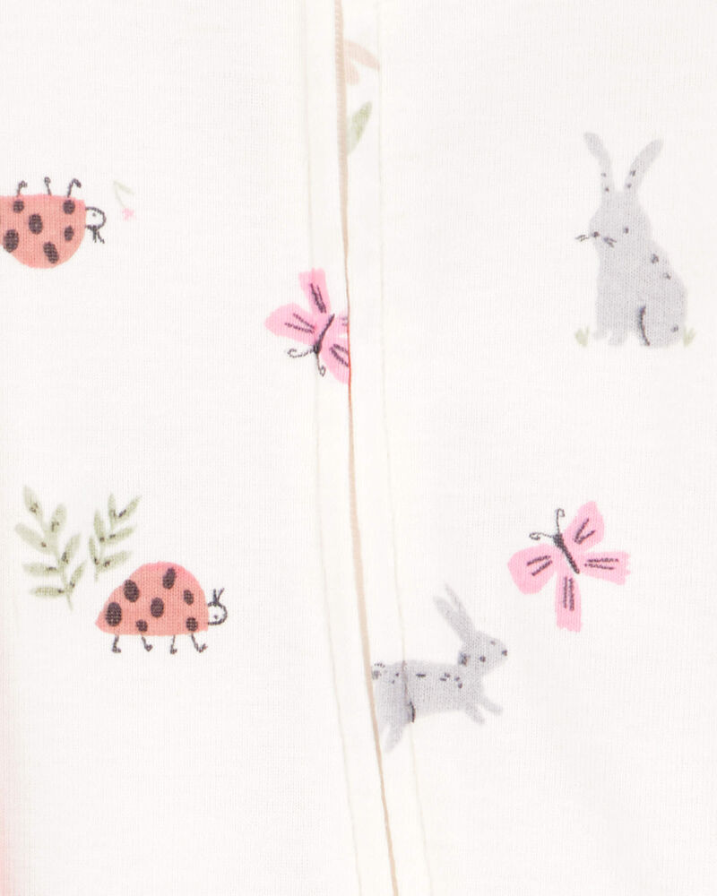 Baby 2-Pack Print 2-Way Zip Cotton Sleeper Pyjamas - Pink, image 3 of 4 slides