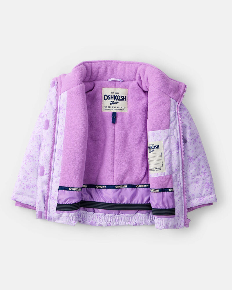 Toddler Girl 2-Piece Taslan Snowflake Print Snowsuit Set - Violet, image 3 of 13 slides
