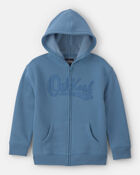 Boys OshKosh Logo Fleece Zip-Up Hoodie - Blue, image 1 of 3 slides