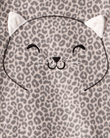 Girls Leopard Print Fleece Long-Sleeve Loose Fit Night Gown - Brown, 