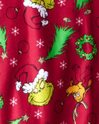 Adult Dr. Seuss&trade; The Grinch Print Fleece Long-Sleeve Loose Fit 2-Piece Pajamas - Red, image 2 of 3 slides