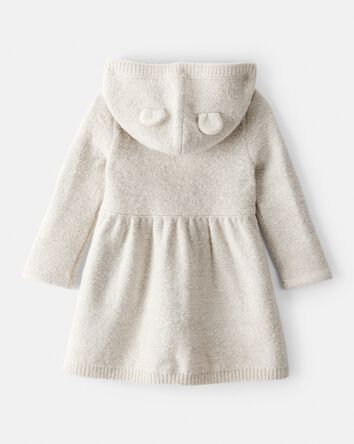 Bébé fille - Robe-chemisier à manches longues et capuchon – Crème, 