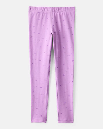 Filles - Leggings extensibles en coton imprimé cœur - violet, 