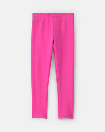 Girls Fleece Pull-On Stretch Leggings - Pink, 