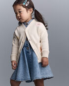 Toddler Cardigan with Avenue Pockets in Character Print- Cream, image 3 of 6 slides