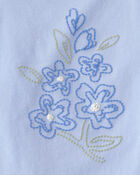 B&eacute;b&eacute; fille - Ensemble 2 pi&egrave;ces haut et jupe-short &agrave; fleurs - Bleu, image 5 sur 5 diapositives