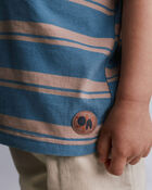 Tout-petit - T-shirt d&eacute;contract&eacute; &agrave; rayures - Bleu ardoise/Brun, image 4 sur 5 diapositives