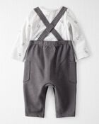 Baby 2-Piece Organic Cotton Overall Set in Bear Print, image 2 of 8 slides