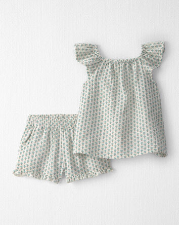 Toddler Girl 2-Piece Organic Cotton Gauze in Floral, 