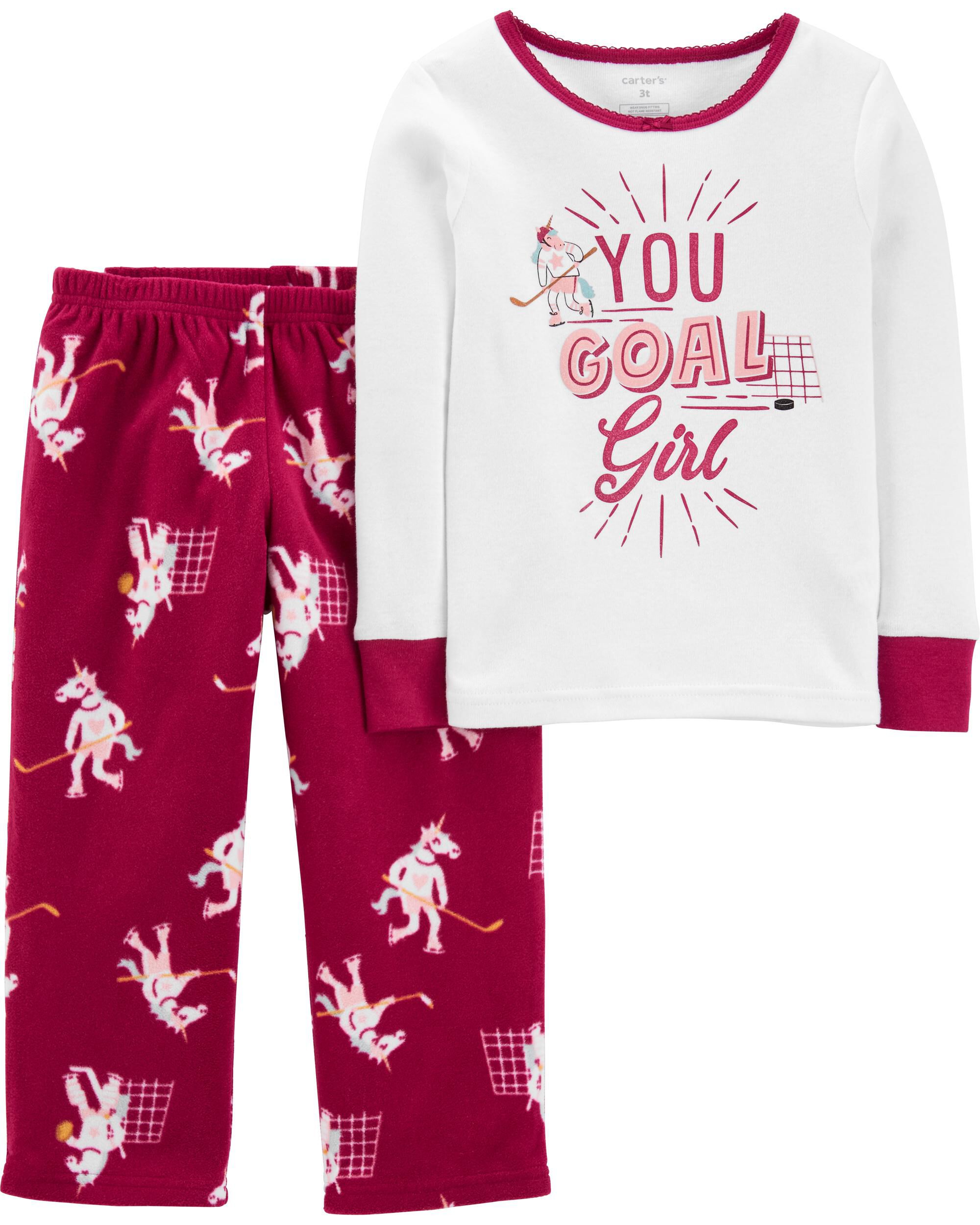 2 Piece Hockey Snug Fit Cotton Fleece PJs