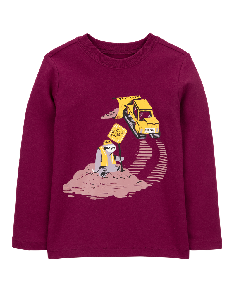 Toddler Construction Sloth Graphic Tee, image 1 of 3 slides