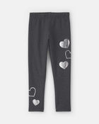 Filles - Legging extensible en molleton &agrave; motif c&oelig;ur &ndash; Gris, image 1 sur 5 diapositives