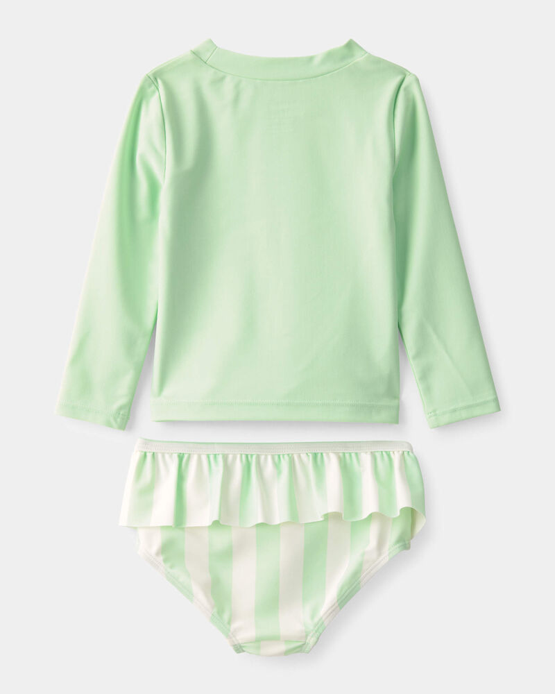 Baby Girl 2-Piece 'Vacay Mode' Rashguard Swimsuit Set - Green, image 2 of 4 slides