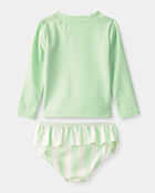 Baby Girl 2-Piece 'Vacay Mode' Rashguard Swimsuit Set - Green, image 2 of 4 slides