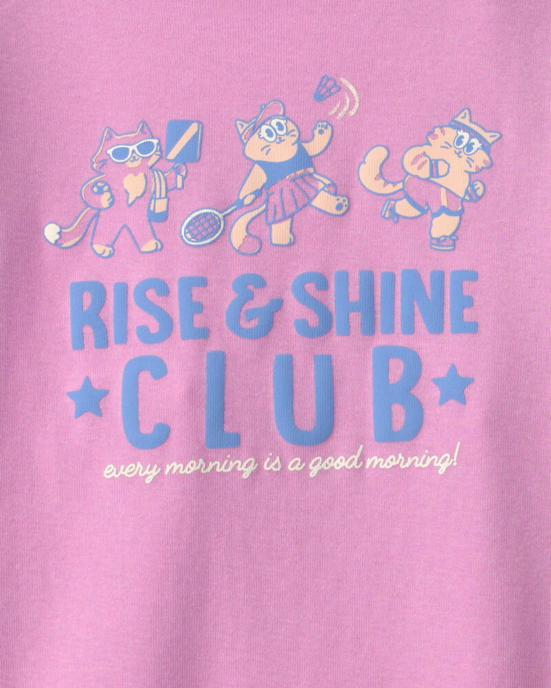 Toddler Girl Cat 100% Cotton Short-Sleeve Snug Fit 4-Piece pyjama Set - Purple/Blue, image 2 of 5 slides