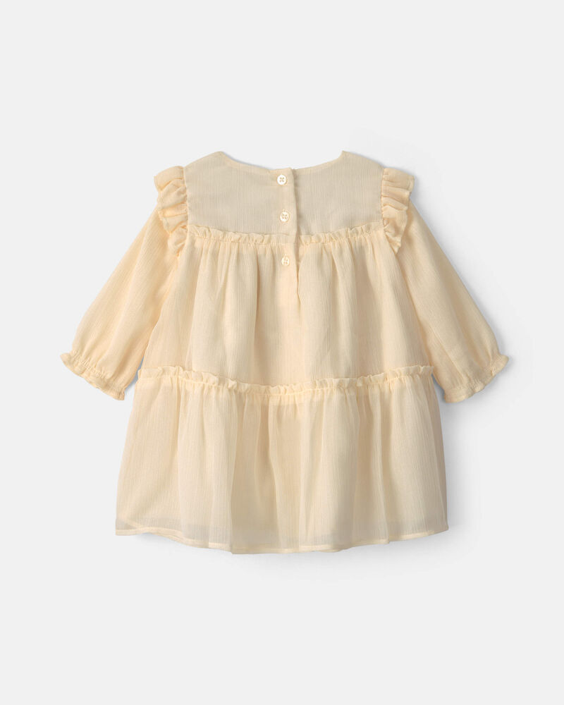 B&eacute;b&eacute; fille - Robe scintillante &agrave; manches longues &ndash; Cr&egrave;me, image 2 sur 4 diapositives