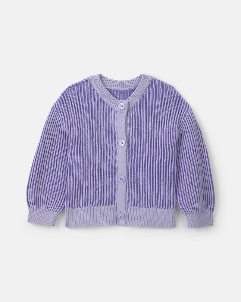Toddler Girl Button-Down Cardigan Sweater - Purple, image 1 of 4 slides
