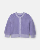 Toddler Girl Button-Down Cardigan Sweater - Purple, image 1 of 4 slides