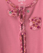 B&eacute;b&eacute; fille - Grenouill&egrave;re en coton avec fermeture &agrave; glissi&egrave;re double sens &agrave; motif floral &ndash; Rose, image 3 sur 4 diapositives