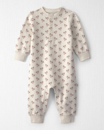 Baby Girl Organic Cotton French Terry Jumpsuit in Floral, 