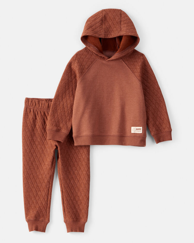 Toddler Boy 2-Piece Hooded Tee & Pant Set - Rust, image 1 of 4 slides