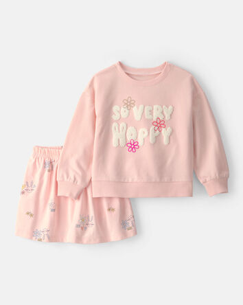 Toddler Girl 2-Piece Easter 'So Very Hoppy' French Terry Top & Skort Set - Pink, 