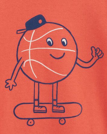 Toddler Basketball Skating Solid Short Sleeve Graphic Tee - Orange, 