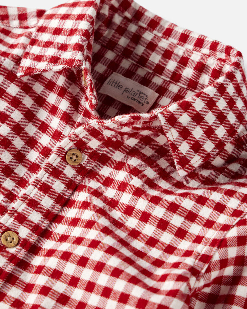 Boys Organic Cotton Button-Front Flannel Shirt, image 2 of 4 slides
