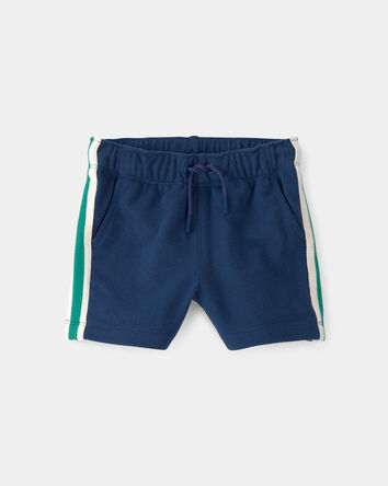 B&eacute;b&eacute; gar&ccedil;on - Short en jersey bouclette &agrave; rayures - Bleu/Vert, 