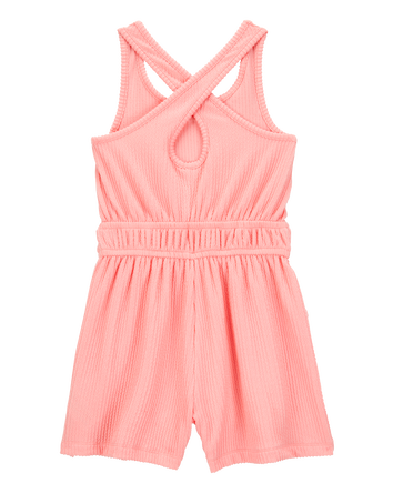 Kid Ribbed Textured Romper - Orange, 