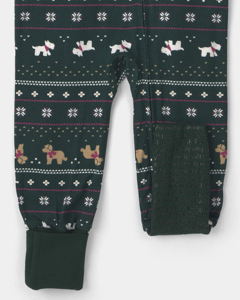Baby 1-Piece Fair Isle Christmas PurelySoft&trade; Snug Fit Pyjama - Green, image 4 of 9 slides