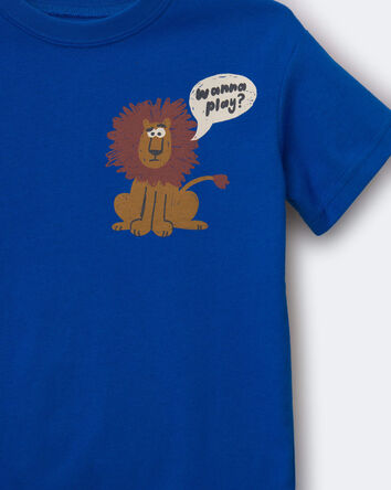 Tout-petit - T-shirt d&eacute;contract&eacute; &agrave; imprim&eacute; lion &laquo;Wanna Play?&raquo; - Bleu royal, 